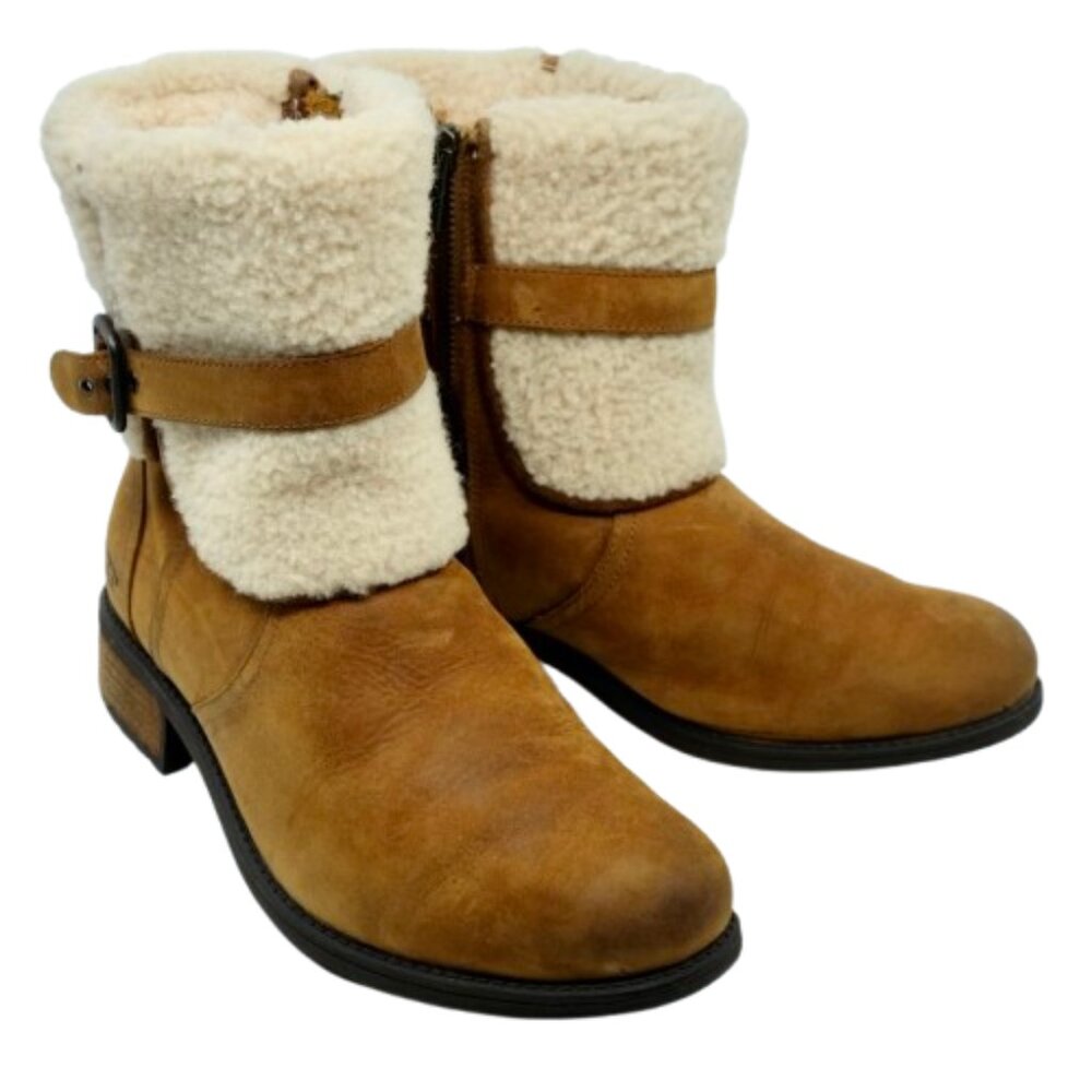 UGG~Women Blayre II Shearling Genuine Cuff Suede Boots 1008220 - Chestnut Size 9 - Picture 2 of 7